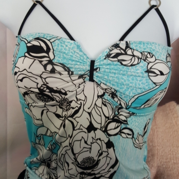Spaghetti strap tie neck silky tankini - Picture 5 of 7